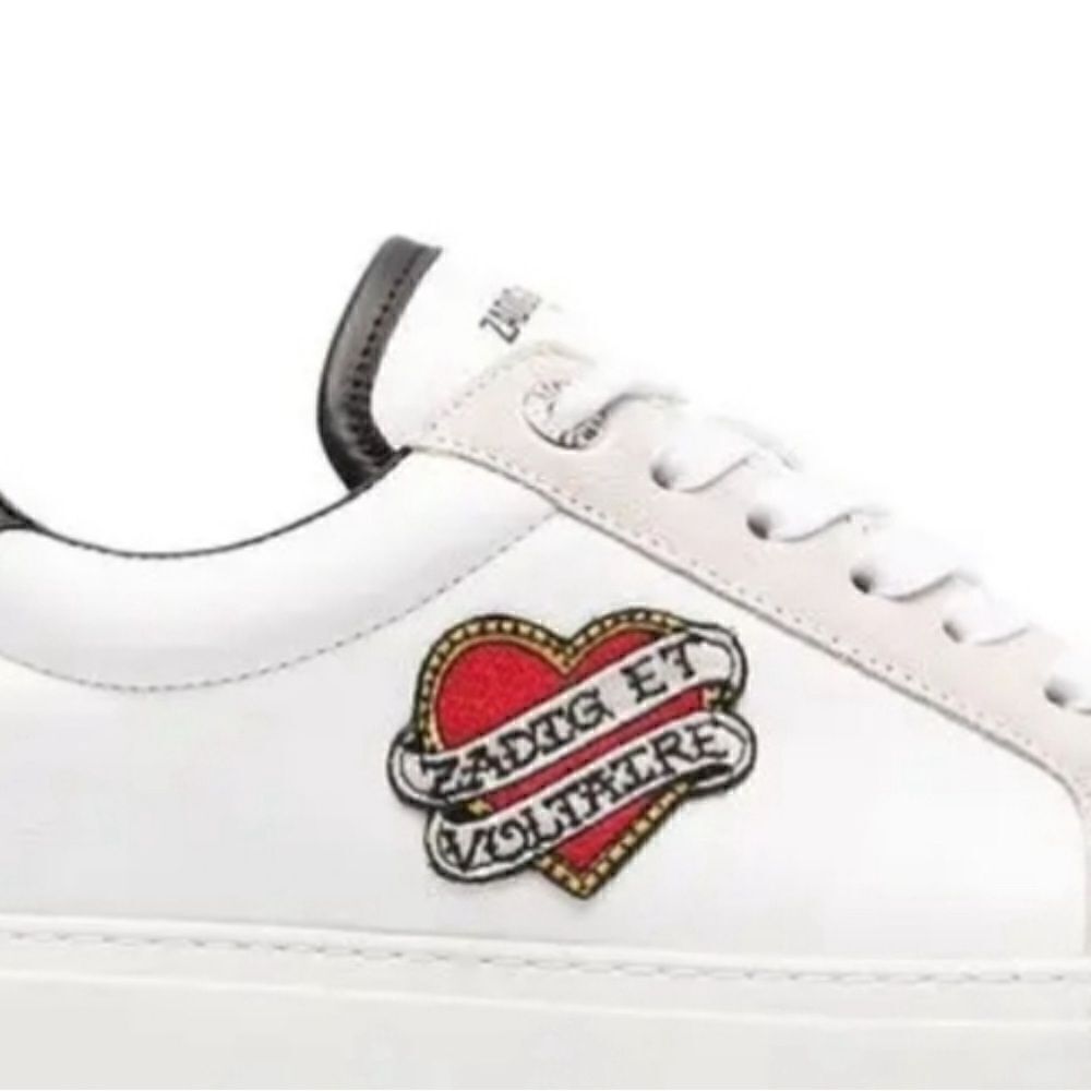 Zadig & Voltaire leather sneakers ZV1747 tattoo style heart patch French 41/US10 - Picture 15 of 15